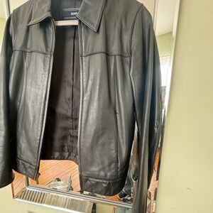 GAP Gap Black Leather Moto Jacket Size Small Y2K style classic